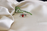 ring mit herz blumen, und stein motiv