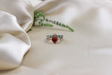 ring mit herz blumen, und stein motiv