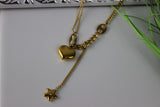 Modernes, schlichtes Design: Stern- und Herzform, Titanstahl, Zirkon, 18K Goldkette für Damen