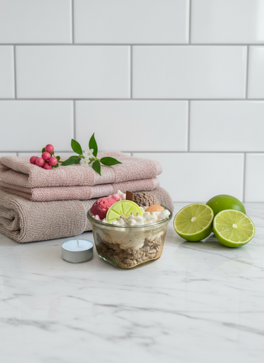 Handgegossene Citrus-Eis-Duftkerze im Schalen-Design