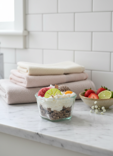 Handgegossene Citrus-Eis-Duftkerze im Schalen-Design