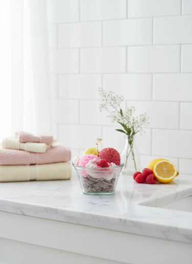Handgegossene Duftkerze mit Beeren-Eis-Aroma in Schale