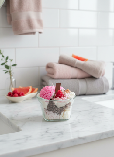Handgegossene Beeren-Duftkerze in dekorativer Schale