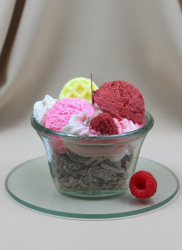 Handgegossene Duftkerze mit Beeren-Eis-Aroma in Schale