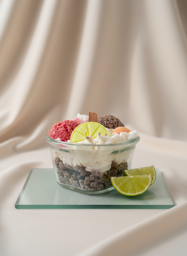 Handgegossene Citrus-Eis-Duftkerze im Schalen-Design