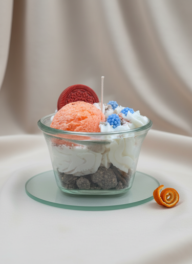 Handgegossene Sojawachskerze mit Dessertduft im Glas