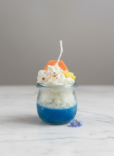 Weiße Sojawachs-Duftkerze in Schneekristallform