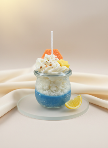 Weiße Sojawachs-Duftkerze in Schneekristallform