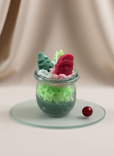 Handgegossene Sojawachs Kerze im Tannenduft-Design