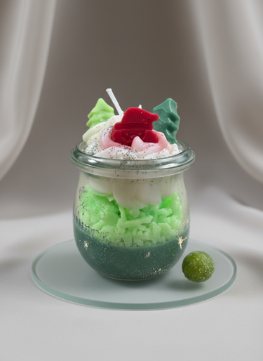 Handgegossene vegane Duftkerze mit winterlichem Charme