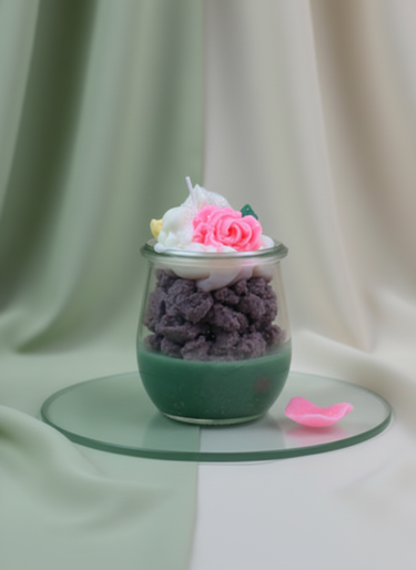 Handgegossene Duftkerze mit urbanem Design im Glas