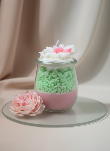 Bunte Frühlingsduftkerze aus handgegossenem Sojawachs