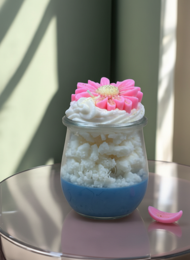 Handgegossene Duftkerze mit blumigem Aroma im Glas