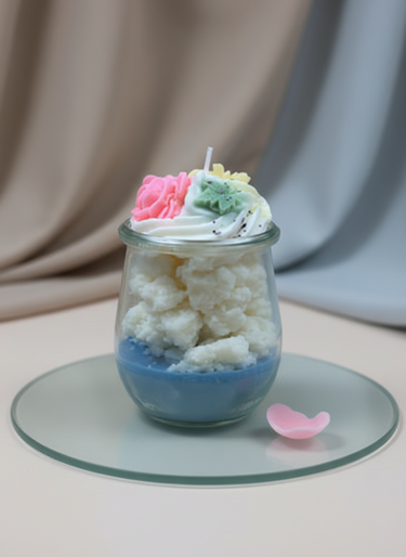 Handgegossene Sojawachskerze mit frühlingshaftem Duft im Glas