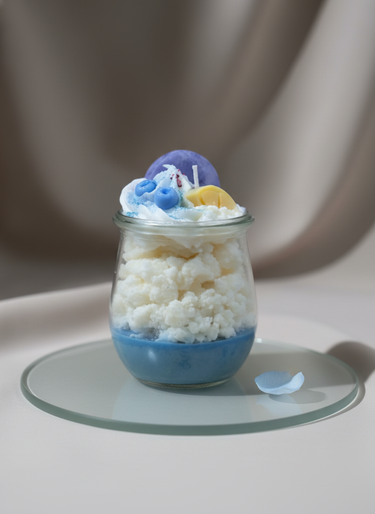 Handgegossene Duftkerze aus Sojawachs in Blau