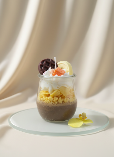Handgegossene Sojakerze im Dessert-Design mit Duft
