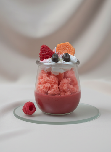 Handgegossene Duftkerze im Glas mit Beerenduft