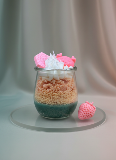 Pastellfarbene Duftkerze im Glas für Geschenkideen Aufmerksamkeit zum Muttertag