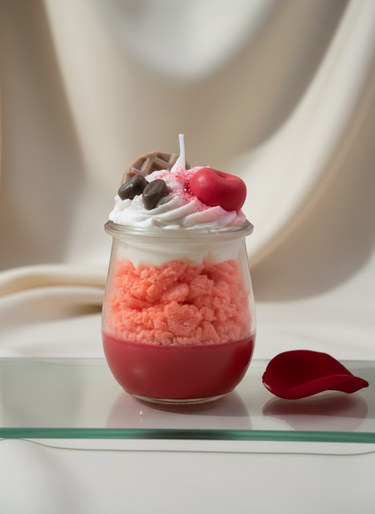 Handgegossene Duftkerze im Dessert-Design aus Sojawachs