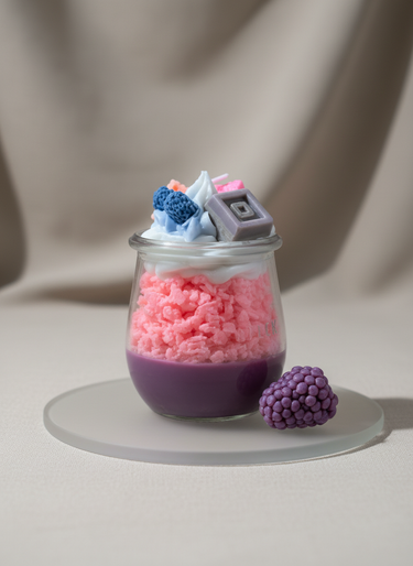 Handgegossene Duftkerze im Dessertglas mittelgroß vegan