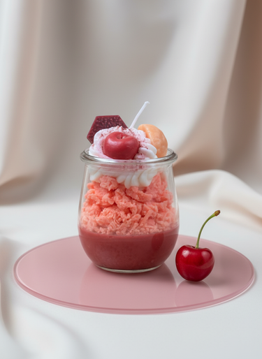 Handgegossene Duftkerze im Dessertglas aus Sojawachs