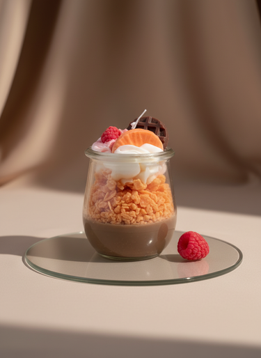 Vegane handgegossene Duftkerze im Dessertglas