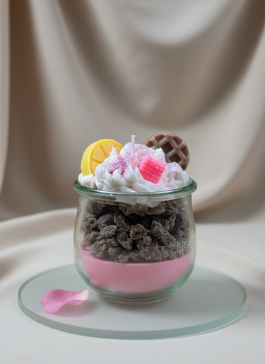 Duftkerze im Glas mit Frühstücksaroma vegan Idee zum Valentinstag