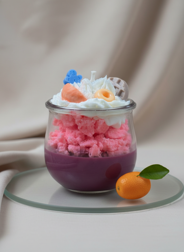 Handgegossene Peachy Blue Duftkerze im Glas Idee zum Valentinstag