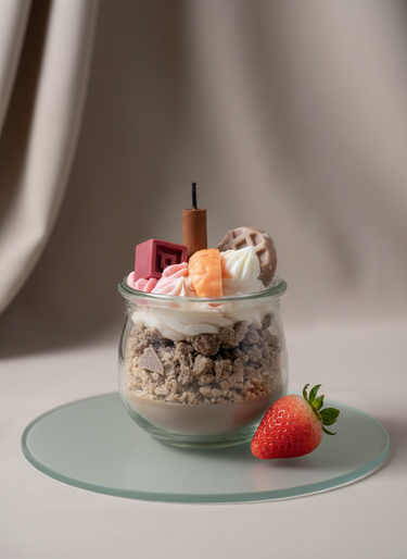 Braune Dessert-Kerze im Glas mit Schokoladenduft Geschenk zu Weihnachten