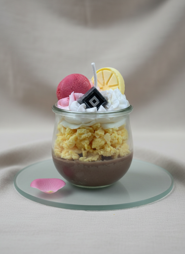 Handgegossene Macaron Duftkerze im Glas