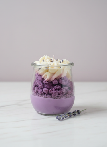 Handgegossene Sojakerze mit frischem blumigem Duft