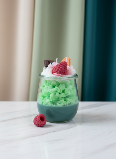 Handgegossene Sojawachskerze mit fruchtig-frischem Duft