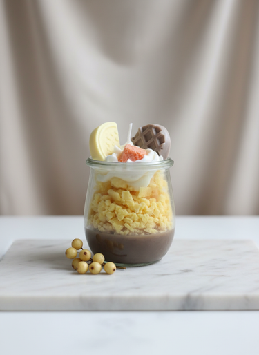 Handgemachte Sojawachskerze im Dessertglasduft