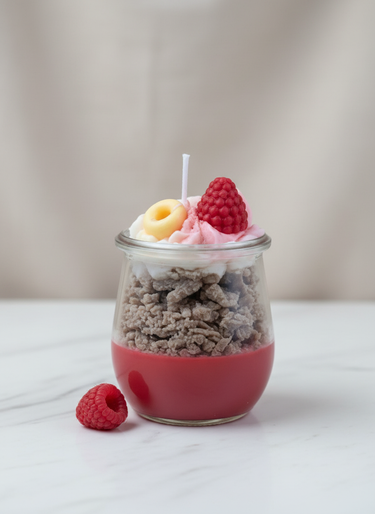 Duftkerze im Glas mit Dessert-Optik