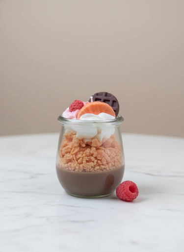 Vegane handgegossene Duftkerze im Dessertglas