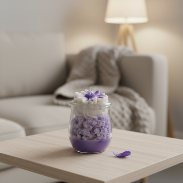 Handgegossene Sojawachskerze im dekorativen Geschenkset