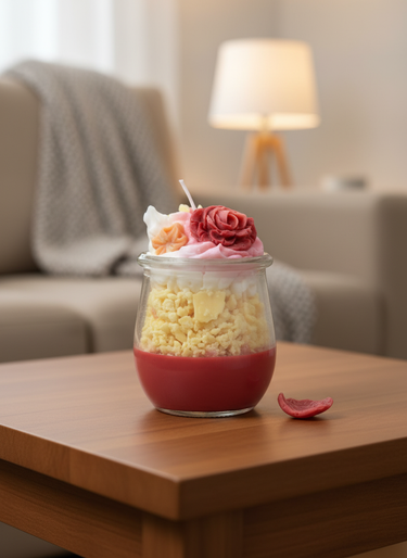 Duftkerze aus Sojawachs in Blüten-Optik