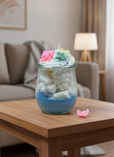 Handgegossene Sojawachskerze mit frühlingshaftem Duft im Glas