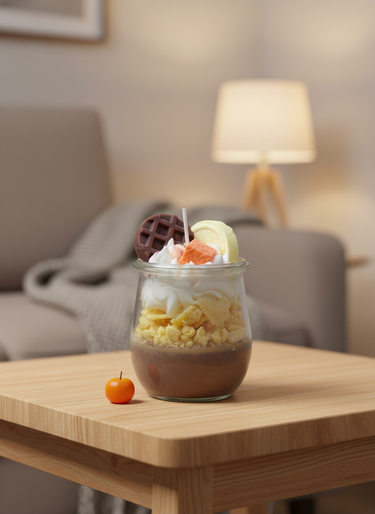 Handgegossene Sojakerze im Dessert-Design mit Duft