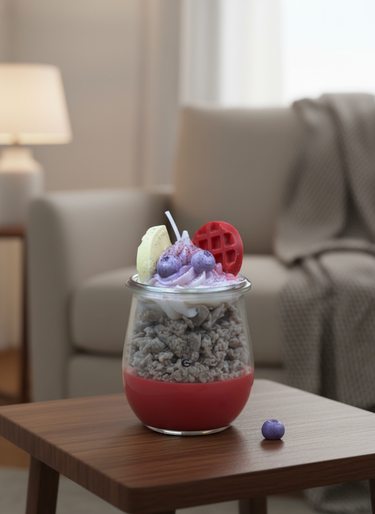 Handgegossene Duftkerze in einem veganen Waffelglas