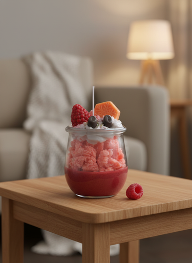 Handgegossene Duftkerze im Glas mit Beerenduft