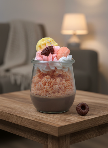 Handgegossene Sojawachskerze im Dessertglas