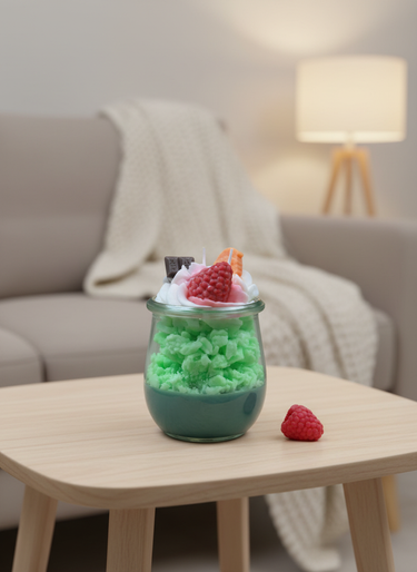 Handgegossene Sojawachskerze mit fruchtig-frischem Duft