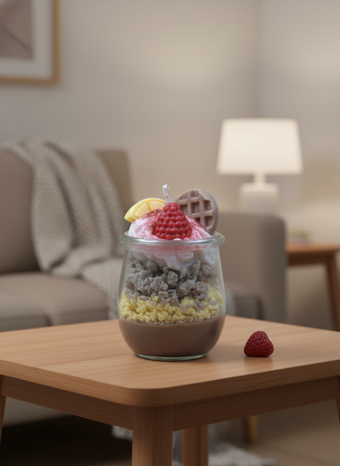 Vegan handgegossene Duftkerze mit Beerentwist im Glas