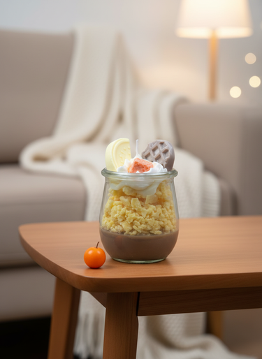 Handgemachte Sojawachskerze im Dessertglasduft