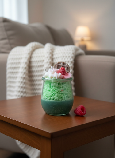 Handgegossene vegane Duftkerze im Dessertglas