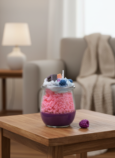 Fruchtig cremige Duftkerze in Dessertglas vegan