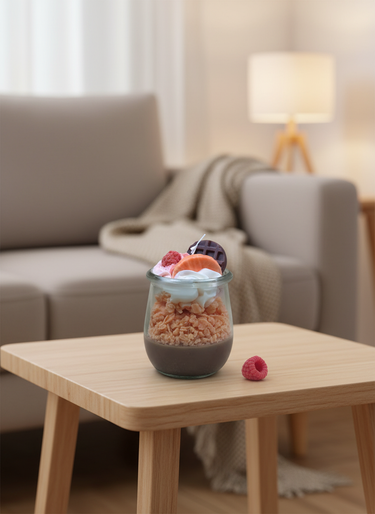 Vegane handgegossene Duftkerze im Dessertglas