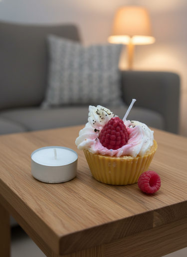 Himbeer-Cupcake-Duftkerze – handgemacht & herrlich duftend