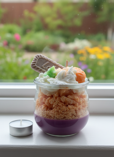 Glasduftkerze mit Keks- und Macarondüften